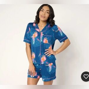 BERKSHIRE ETTA VEE DESIGN 2 X LARGE Tropical Summer Set Shorts Button Up stretch